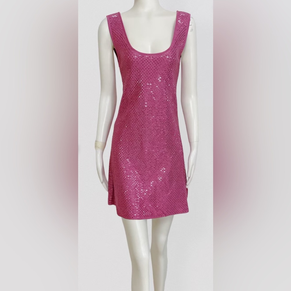 Rare vintage Armani pink knit mini dress